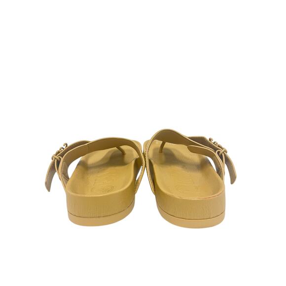 LOEWE Beige Leather Thong Logo Accent Flip Flops Ease Toe Sandals Size 37 US 7 - Picture 5 of 8